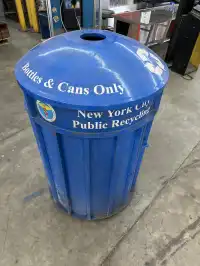 Image of Blue Outdoor Bottles/Cans Recycling Can
