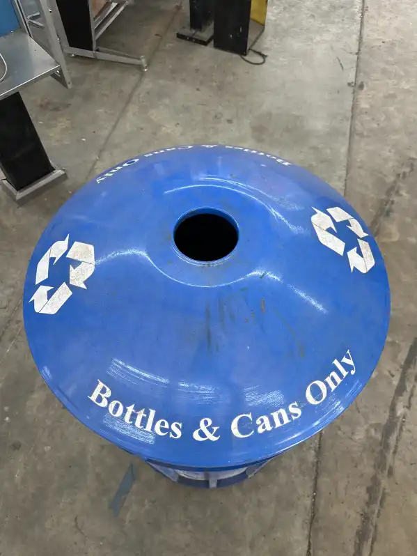 Image of Blue Outdoor Bottles/Cans Recycling Can