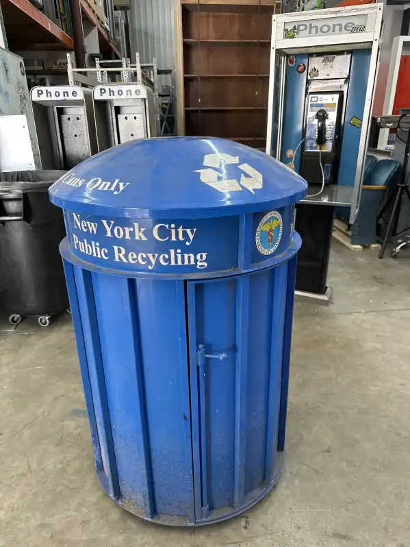 Image of Blue Outdoor Bottles/Cans Recycling Can